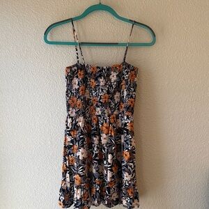Pink Lily Floral Mini Dress - Orange and Black